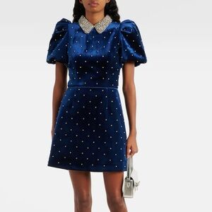 Rebecca Vallance, Vivicia dress Elegant Navy Blue Dress with Crystal Accents